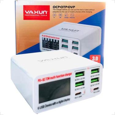 Imagem de Carregador 6 Portas Usb Tipo-c Medidor Voltagem Yaxun 896c