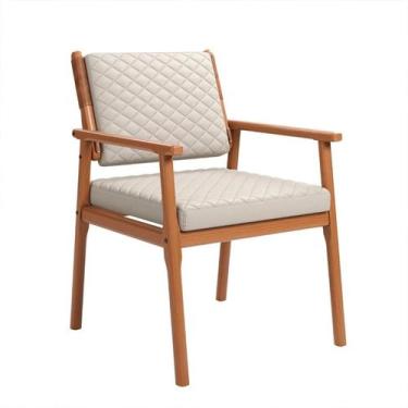 Imagem de Poltrona Valência Linho Areia e Madeira - Mobly