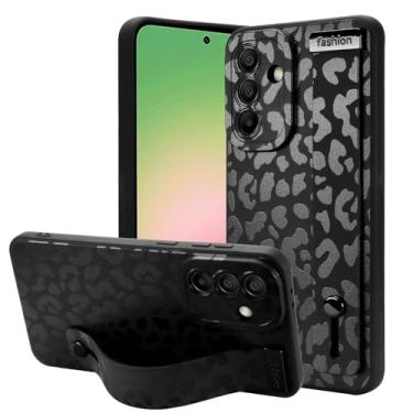 Imagem de OOK Capa fina compatível com Samsung Galaxy A56 5G com alça de pulso, capa fina de TPU preto leopardo à prova de choque com proteção de câmera para mulheres e meninas