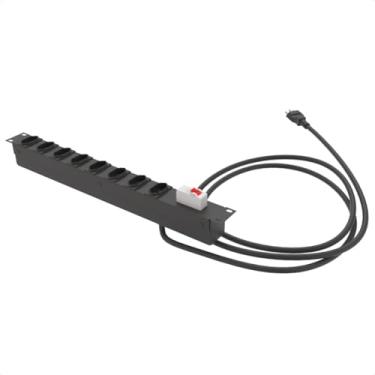 Imagem de Régua 8 Tomadas para Rack 19'' 1U 20A C/Disjuntor Fibracem