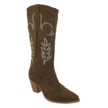 Imagem de 23011FP-Bota Feminina Texas Estilizada moda Country (Verde musgo, BR, Adulto, Numérico, 36)