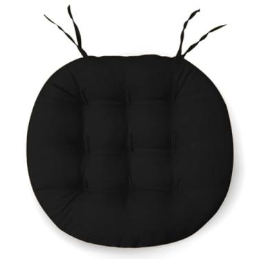 Imagem de Almofada Assento Cadeira Futton Futon 40x40cm Redonda Cores Diversas (Preto)