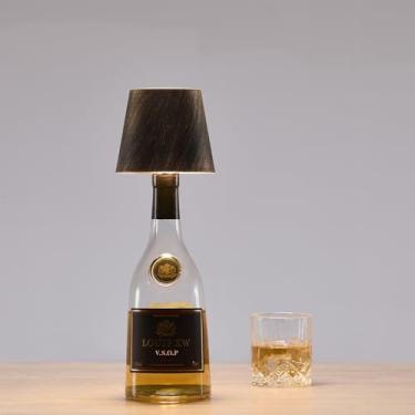 Imagem de Bomvabe Lâmpada de garrafa sem fio recarregável, luz de LED para garrafa de vinho, luz ambiente para decoração de mesa de bar, abajur de garrafa sem fio para garrafa de uísque e licor de vinho, cobre