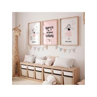 Imagem de Kit Quadros decorativos Infantil Menina Aproveite as Pequenas coisas Q