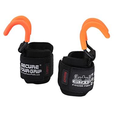 Imagem de Melhores ganchos para varão de levantamento de peso resistentes envoltórios de pulso Power Weight Lifting Training Gym Grips conjunto de 2 (laranja, tamanho de pulso feminino pequeno/médio)