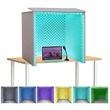 Imagem de Capa de mesa à prova de som, caixa de cabine vocal portátil para gravação de som, estúdio de música, quarto, casa, diminuição de ruído, para estúdio de gravação, podcasts, canto e transmissão, azul
