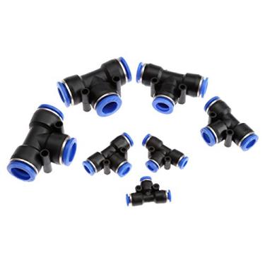 Imagem de 1 PC T- Juncionação Pneumática Air 3 Way Conector de encaixe de articulação rápida Peça pneumática PE4 / 6/8/10/12/ 14/ 16mm Mangueira de tubo YYDFPIIA (Color : PE12)