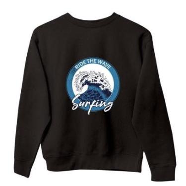 Imagem de Moletom de Frio Unissex Algodao Poliester Blusa Fechada Quente Para Treino Estampa Surf Moderna-Unissex