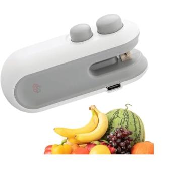 Imagem de Mini Seladora Embalagens Portatil USB Recarregavel Pratica Eficiente Dupla Funcao Sela e Corta Magnetica Selador Térmico 2 em 1 Mantenha os Alimentos sempre Frescos