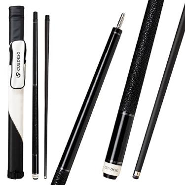 Imagem de CUEDESG Taco de sinuca de fibra de carbono 10,5 mm/11,8 mm/12,5 mm, bastão de sinuca de baixa deflexão, bastão profissional com capa... (revestimento de couro preto_10,5 mm)