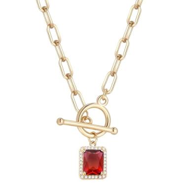 Imagem de DoreenBox Colar de corrente de clipe de papel feminino, banhado a ouro 18K, clipe de papel, corrente alternada, com pingente de sol, lua, estrela, bússola e flor, 20", Latão Strass Zircônia cúbica