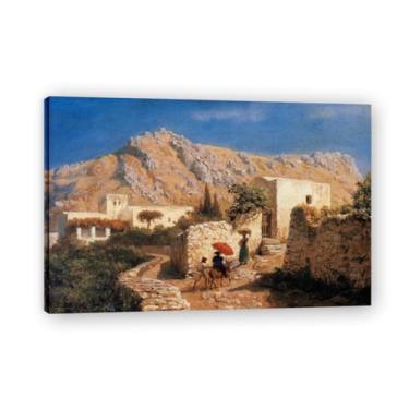 Imagem de Lev Lagorio Prints. Pintura de arte de parede de paisagem marítima. Pôster de reprodução de impressões em tela de paisagem para decoração de casa. (Paisagem de montanha italiana). Moldura interna 80 x