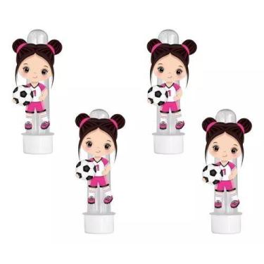Imagem de 20 Tubetes 3d Personalizado Lembrancinha Futebol Rosa - Barbara Utilid