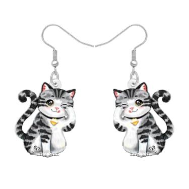 Imagem de DALANE Brincos pendentes de acrílico fofo gatinho malhado animais engraçados para amantes de animais de estimação, acessórios de joias para mulheres, gatos, mães, presentes, berloques, Medium