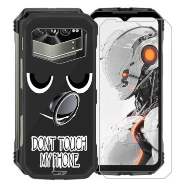 Imagem de KJYFOANI Capa para Doogee V Max Pro, [1 película protetora de vidro temperado], amortecedor de TPU à prova de choque, com suporte de anel de rotação de 360°, capa de telefone para Doogee V Max Pro