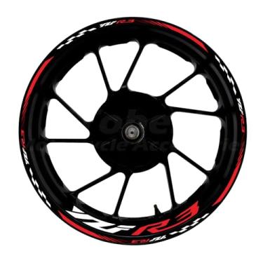 Imagem de Awonderful Kit de listras refletivas para motocicleta, adesivos de aro de roda de vinil compatíveis com Yamaha YZF R3 2013-2024 (vermelho)