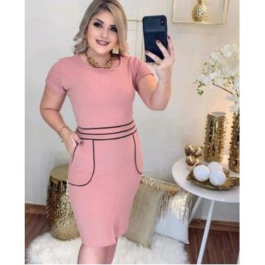 Imagem de Vestido Midi Bolso Moda Feminina Evangélica - Miss Flower, Rosa, GG