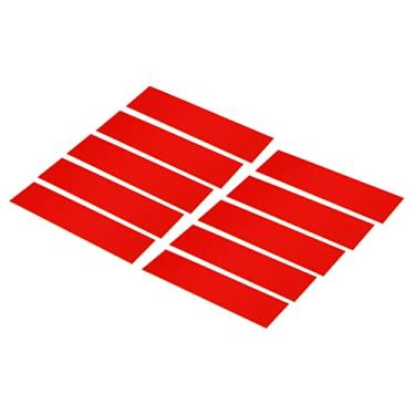 Imagem de PATIKIL Placa de nome com gravação em branco de 20 x 5 cm, pacote com 10 placas de nome personalizadas para mesa de escritório para impressão a laser DIY, vermelha