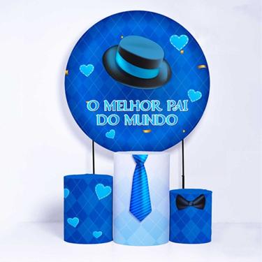 Imagem de Kit Painel de Festa Redondo de 1,80m e Trio de Cilindros Dia dos Pais - Fera Print
