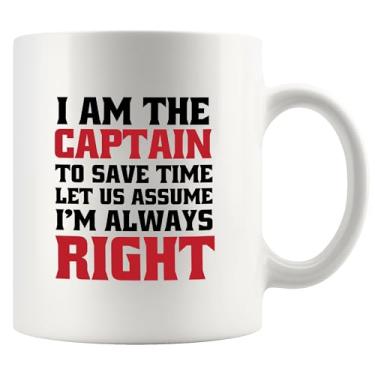 Imagem de Panvola Caneca I Am The Captain To Save Time Let Us Assume I'm Always Right Caneca de cerâmica para capitão de barco, 325 ml, novidade branca
