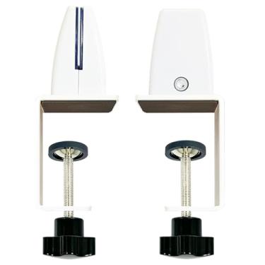 Imagem de Jhanw Sneeze Guard Braçadeira de suporte para painel de espessura de 1/8" a 1", braçadeira divisória de mesa ajustável, braçadeira de divisória de mesa de alumínio, clipes de divisória de acrílico de acrílico branco, braçadeira de painel de privacidade de mesa pacote com 2