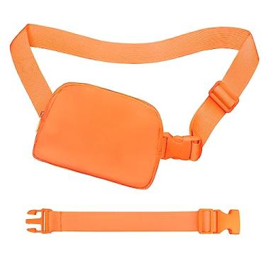 Imagem de jealkip Pochete transversal para mulheres e homens, bolsa de cinto para caminhadas com alça ajustável, bolsa casual para celular, bolsa de cintura para corrida, treino, esportes, viagens, Laranja com