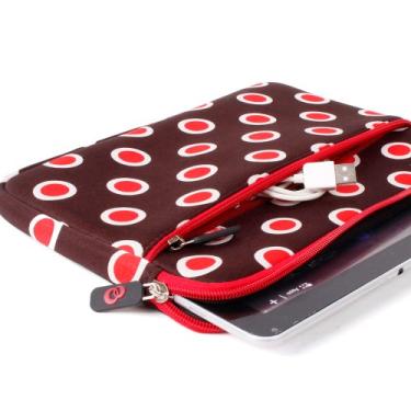Imagem de Kroo Manga de bolinhas vermelhas de 25,4 cm com bolso com zíper para tablet Motorola Xoom 2, Malata Z Pad