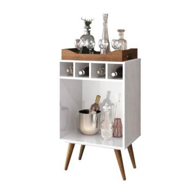 Imagem de Balcão Bar 4 Nichos para Garrafas com Bandeja Pub Branco - EDN Móveis