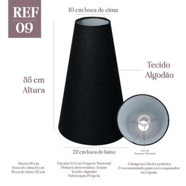 Imagem de Cúpula Para Abajur 35 cm x 10 cm x 22 cm Soquete Nacional Bege, Preto 