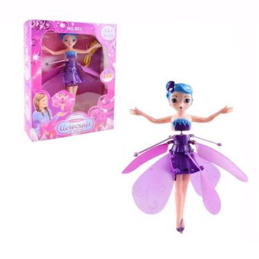Imagem de Boneco Princesa Aerocraft Fada Voadora Roxo 19Cm C/ Luz