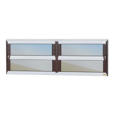 Imagem de Janela De Aluminio Basculante 2 Seções Elite Vidro Reflex 40cm X 120cm Brimak Mix Corten