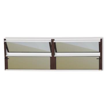 Imagem de Janela De Aluminio Basculante 2 Seções Plus Vidro Reflex 40cm X 120cm Brimak Mix Corten