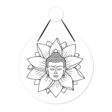 Imagem de Flâmula Buda Com Flor 30cmx30cm - Cria Arte Laser Branco
