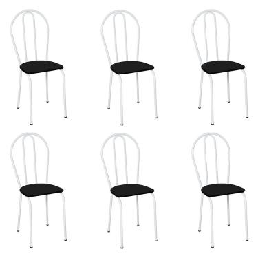 Imagem de Kit 6 Cadeiras De Cozinha Texas Liso Preto Pés De Ferro Branco - Pallazio