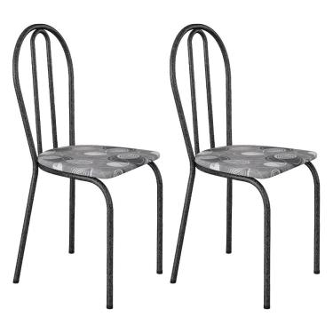 Imagem de Kit 2 Cadeiras De Cozinha Texas Estampado Pará Pés De Ferro Cromo Preto - Pallazio