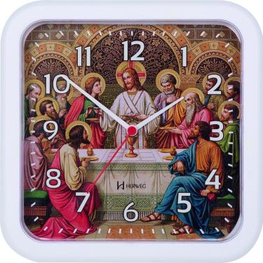 Imagem de Relógio Parede 23 Cm Santa Ceia Tic-tac Herweg 6696 Branco