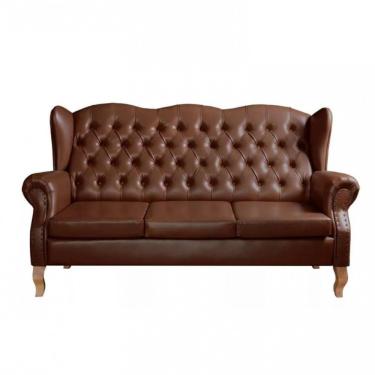 Imagem de Sofá Imperador Chesterfield 3 Lugares Capitonê Retrô Vintage Café