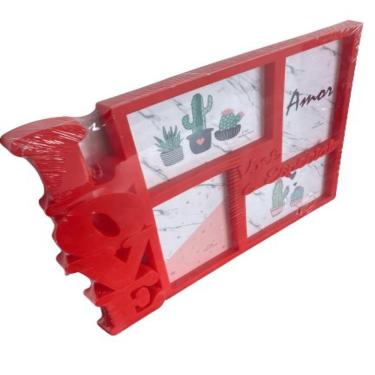 Imagem de Porta Retrato Para Fotos Personalizado Com Apoio 10x15cm 4 Fotos Decoração Família