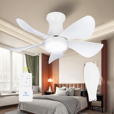 Imagem de FANSHAIN Ventilador De Teto Perfil Baixo Com Luz Para Quarto: 30" Pequeno, Embutido, Controle Remoto Silencioso - 6 Velocidades E Motor Cc 3 Cc, Reversível, 5 Lâminas, Branco