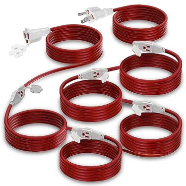 Imagem de ELECTERY Cabo De Extensão Externo Com Múltiplas Tomadas - 50 Pés, 6 Plugues, À Prova Intempéries, Multitomada, Calibre 16/3, Fio Verde Sjtw Para Iluminação Natal, Feriados E Paisagismo