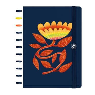 Imagem de Caderno de Disco ISCOOL Grande Flore(Ser) Amor Perfeito Azul Marinho