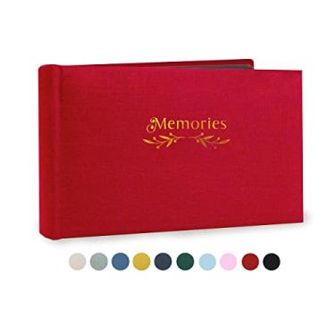 Imagem de Holoary Álbum De Fotos Pequeno 4X6, Capa Dura Linho, Comporta 50 Fotos, Encadernação Tradicional Com Páginas Pretas, Mini Álbuns Ideal Para Casamento, Família, Presentes, Aniversário (Vermelho)