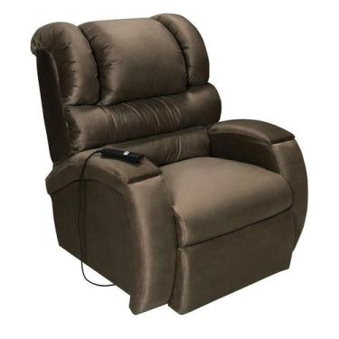 Imagem de Poltrona Reclinável Motorizada Imperial Suede Marrom - Império Estofad
