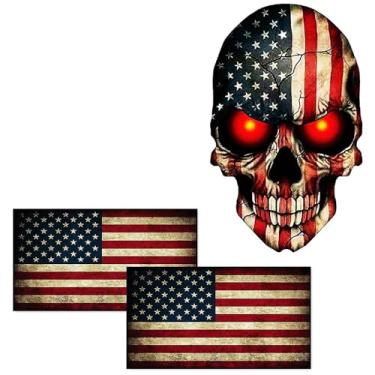 Imagem de 3 adesivos de bandeira americana, decalque de caveira com adesivos de vinil preto de 12,7 cm para caminhões, jipes, vans, mulheres, homens, motocicletas, laptops, skates, bicicletas (vermelho)