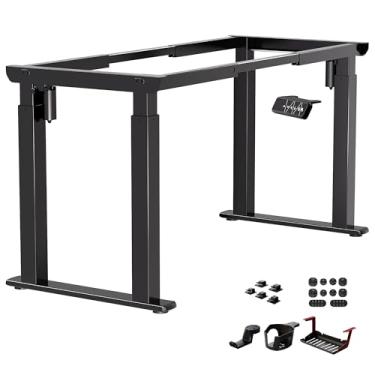 Imagem de JWX Moldura de mesa de 4 pernas com motores duplos, base de mesa elétrica ajustável em altura, carga resistente de 150 kg, serve para desktop de 99 a 199 cm, anticolisão, predefinições de memória