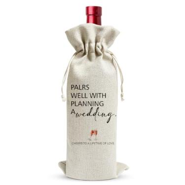 Imagem de Combina bem com um casamento casado sacos de vinho engraçados humor noivado saco de vinho Você vai se casar conosco presentes de casamento de noiva e noivo para convidados de casamento decorações de