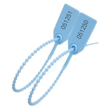 Imagem de 100 peças de vedação de plástico, laços de zíper numerados para extintores de incêndio, caixa médica, etiquetas de segurança de puxar Tite Gravata descartável com travamento automático 250 mm de