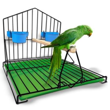 Imagem de Gaiola para papagaios Habitat para pássaros (PRETO-VERDE)