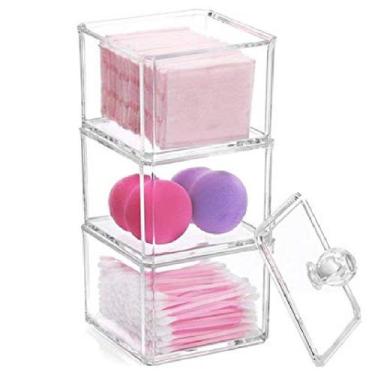 Imagem de 3 Portas Cotonete Algodão Organizador Acrilico com Tampa - Equipe Y