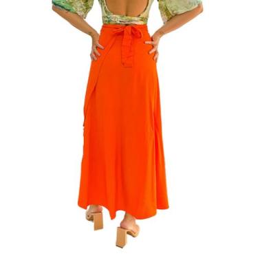 Imagem de saia envelope feminina com forro de viscolinho - DOLSHOP, Laranja